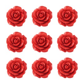 50pcs Red Rose Cinnabar Beads Detail Carved Flower Spacer Beads 20mm Rose Petals Link Charms Beading for Valentine's Day Jewelry Making Wedding Decoration Embellishment Crafts Hole:2mm