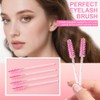LOPHE Pink Eyelash Brushes, Disposable, Pack of 200 Crystal Eyelash
