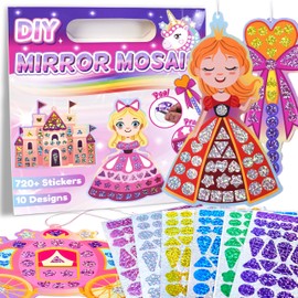 EZKITS4KIDZ DIY Mirror Mosaic Princess & Unicorn Kids Art Craft Kit/DIY Foil Stickers for Kids/Perfect Art Crafty Gifts for Girls Ages 3/4/5/6 Year Old/Creative Activity Kits for Little Girls