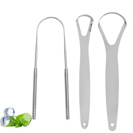 Toced 3 Kinds Tongue Scraper Stainless Steel Set, for a Fresh Breath and Better Oral Health, 100% Stainless Steel for Oral Care, Tongue Cleaner for Kids and Adults(3 Sizes Scraper)