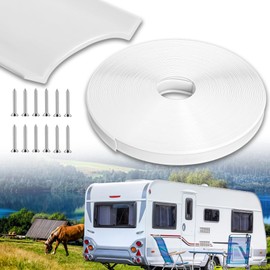 1" RV Vinyl Trim Insert 50 FT with 8 Screws, RV Corner Trim Molding Exterior,Screw Cover for RV Camper Travel Trailer,White