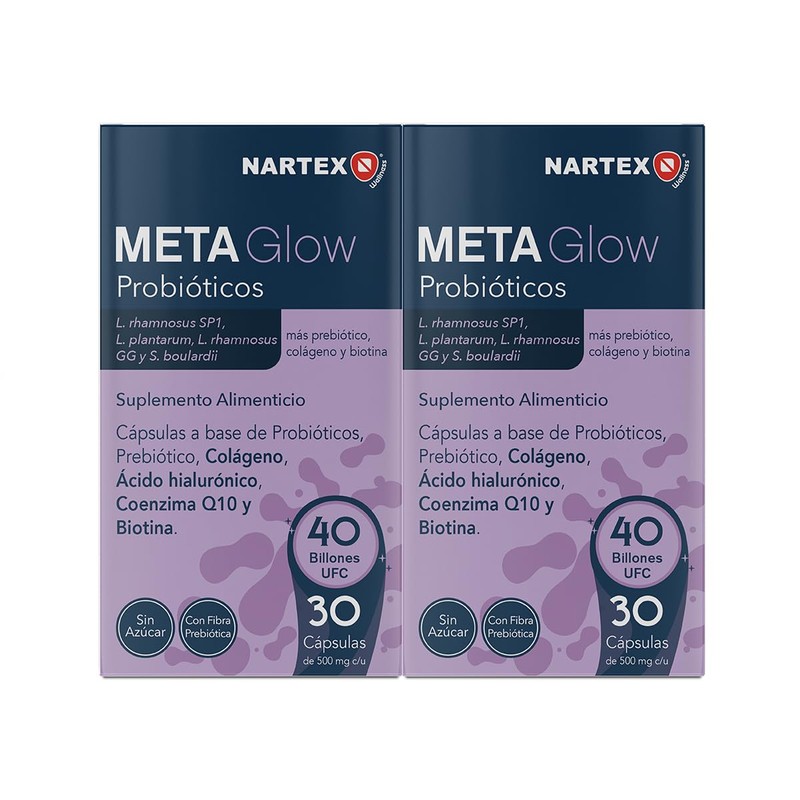 Meta Glow Probióticos Pack de 2 x 30 Cápsulas, Suplemento