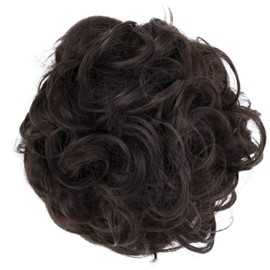 PRETTYSHOP Hairpiece Hair Rubber Scrunchie Scrunchy Updos VOLUMINOUS Curly Messy Bun Brown G4E_8