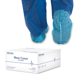 Tronex Non Slip Nonwoven Medical Disposable Shoe Cover, Fluid Resistant, Non-Skid Tread Pattern (100, Unisize)