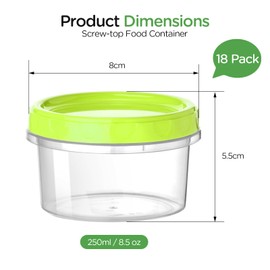 VINATO 18 Pieces Food Storage Containers with Lid, 250 ml Small Containers with Lids Plastic, Food Container Set in Red, Green & Orange, Freezer Containers Small, Airtight & Stackable, Leak-Proof
