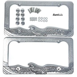 Patriotic Eagle Novelty Design License Plate Frame with Screws Caps, Front and Back. Set of 2pcs