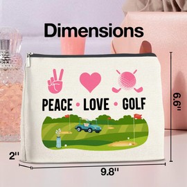 UPNEGE Golf Makeup Bag Gifts for Women Golfer Peace Love Golf Cosmetic Bag Zipper Pouch