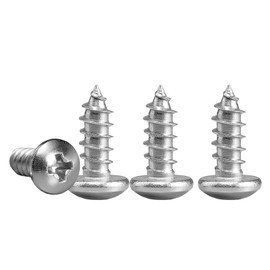 M3*14 Phillips Pan Head Wood Screws 304 Stainless Steel Self-Tapping Screws for Wood Full Thread Woodworking fastener (100pcs)