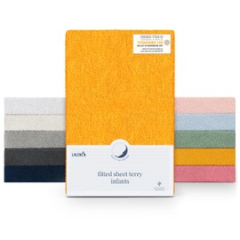 Laleni Terry Towelling Fitted Sheet for Cot Bed - Fitted Sheet 40 x 90 cm Oeko-Tex 100 Certified Spicy Mustard