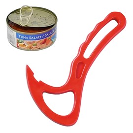 Home-X Pull Tab Can Opener - Manual Ring Pull Can Tab Opener - Easy Open Can Opener for Seniors, Protecting Nails or Arthritis - Dishwasher Safe Can Tab Opener Tool for Kitchen and Outdoors - Red