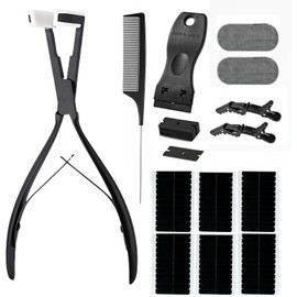 Hair Extensions Tools Kit Tape in Hair Sealing Pliers Tool Kit, Professional Flat Surface Sealing Hair Extension Plier Tools with Double Sided Replacement Adhesive Hair Extension Tape Tabs