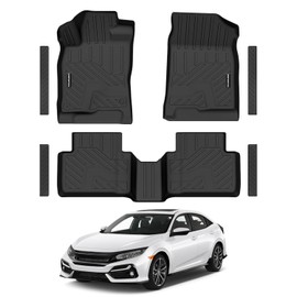 Alfombrillas para Honda Civic Sedan/Coupe/Tipo R/Insight 2016-2021, Hatchback 2017-2021, para todo tipo de clima, ajuste personalizado para Civic 2021, 1ª y 2ª fila y protectores de umbral de puerta