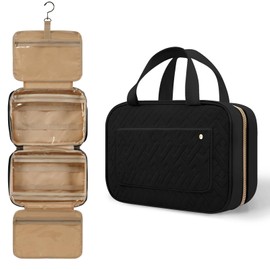 WOOMADA Toiletry Bag with Hanging Hook, Travel Toiletry Bag, Large Travel Makeup Bag Cosmetic Organizer for Brushes Set, Shampoo, Full Sized Container for Women and Girls, Pink