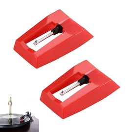 2 Piece Record Player Needle Replacement, Record Player Stylus, Vinyl Needle, Turntable Needles, Record Player Needles, Replacement Stylus Needles for Vinyl Record Player, Lp, Phonograph (Red)