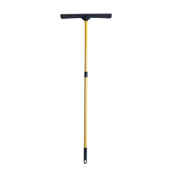 FURemover Heavy Duty Pet Hair Remover Rubber Broom with Carpet Rake and Squeegee, Black and Yellow