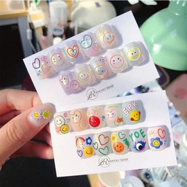 New 5D Stereoscopic Embossed Love Face Colorful Nail Decals Self-Adhesive Nail Decals DIY Healing Sadness Nail Art Decoration Sticker (3 Sheets)