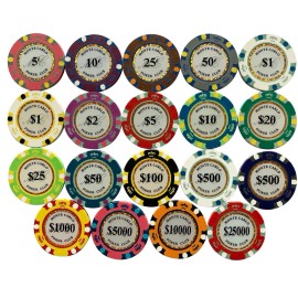Monte Carlo Smooth 14 Gram Poker Chips MEGA 20 Chips Sample Set Pack - NEW