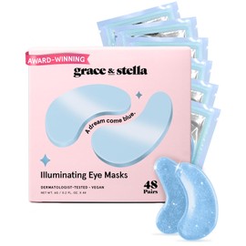 grace & stella Award Winning Under Eye Mask Reduce Dark Circles, Puffy Eyes, Undereye Bags, Wrinkles, Gel Under Eye Patches, Mothers Day Gifts Bulk, Gifts for Teens - Vegan Self Care (48 Pairs, Blue)