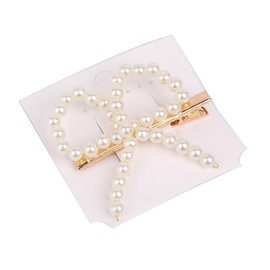 2PCS Pearl Bow Hair Clip White Hairpin Non-Slip Duckbill Barrettes Headwear Bowknot Bobby Pin Hair Accessories for Women Girls Wedding Bride Birthday Valentines Day Gifts