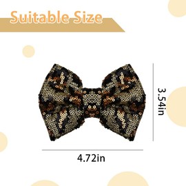 Leopard Hair Bows for Toddlers 2-4 Years Sparkly Hair Bow Clips for Baby Girls Bling Bowknot Hair Clip for Thin Thick Hair Bow Clips for Girls Leopard Print Sequin Alligator Hair Barrettes for Kids