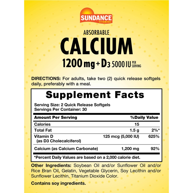 Sundance Calcium 1200 mg with Vitamin D3 5000 IU |