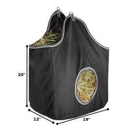 Tahoe Tack Pair of 2 Extra Wide 19" x 12" x 20" Canvas Hay Bags for Horses and Livestock Fits 3-4 Large Flakes of Hay (Hunter Green)