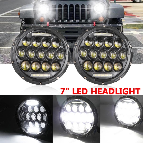 SHENKENUO For 2008-2016 Jeep Patriot 7" inch Round LED Headlights