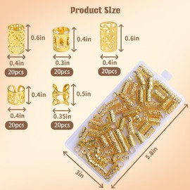 TLAZZ 100PCS Gold Hair Jewelry for Braids Accessories, Metal Hair Dreadlock Jewelry, Braids Rings Cuffs Clips for Women, Braid Jewelry Decorations
