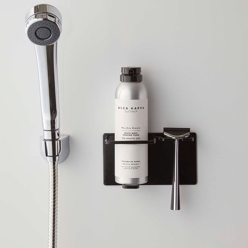 Yamazaki 5513 Magnetic Bathroom Shaving Cream & Shaver Holder, Black,