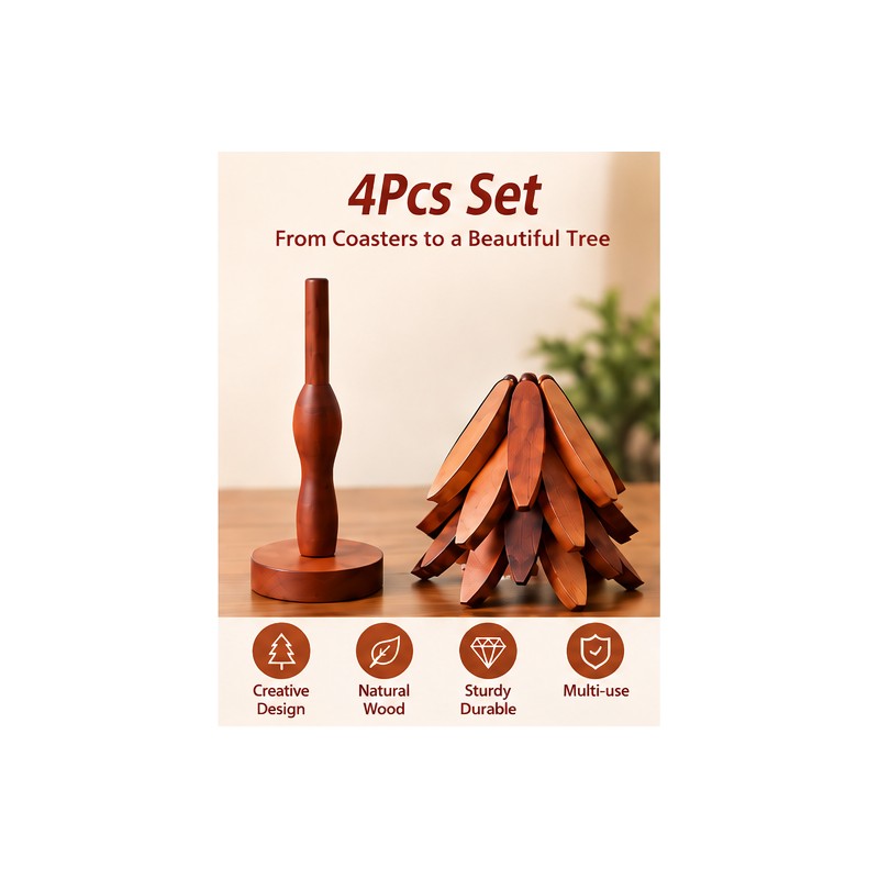 4-Piece Bamboo Trivet Set for Hot Pots & Pans –