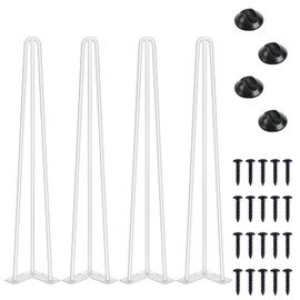 SMARTSTANDARD 28 Inch Hairpin Table Legs, 3 Steel Rods 1/2 Inch Pipe Diameter, 800lbs Load Capacity, Mid-Century Style for Coffee Table, Side Table, Night Stand (White, 4PCS)