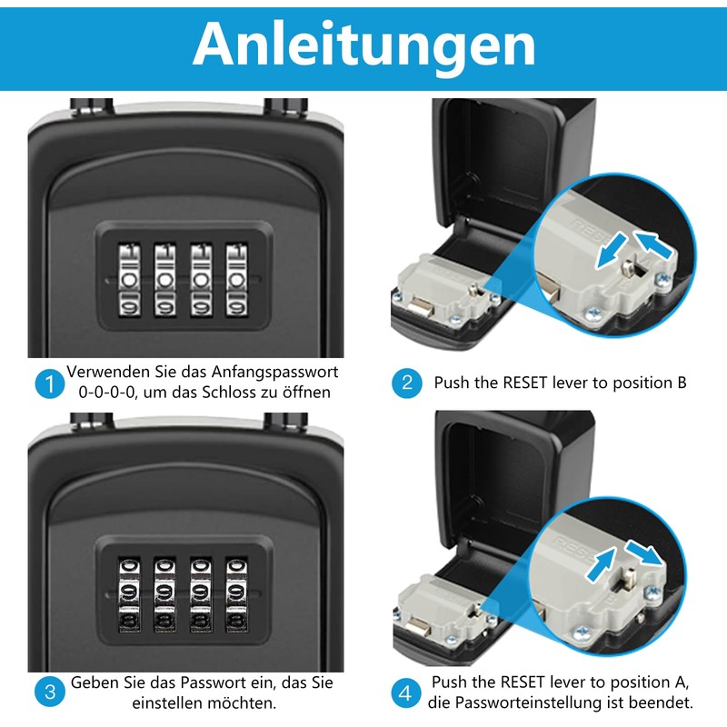 APKOL Key Safe with Shackle Weatherproof, Key Safe 4 Digit