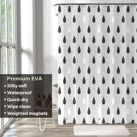 Plastic Shower Liner - Premium EVA 6G Shower Curtain Liner with Rustproof Grommets and 3 Weighted Magnets, Waterproof Shower Curtains for Bathroom (Droplet, 72" x 78")
