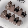 Leo Black Handmade Nail Tips - Middle Coffin / 레오