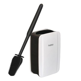 Removable Toilet Brush Set, Soft and Medium Bristles for Cleaning Hygienic Corners, Comes with Suction Cup Seamless Hooks, Black