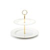 Gracie China Shop Gold Dots Fine Porcelain 2-Tier Server, 2-Tiered