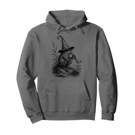 Cottagecore Wizard Frog Lover Cute Toad Playing Flute Pullover Hoodie