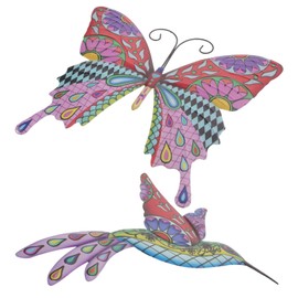 Kisangel 1set Iron Hummingbird and Butterfly Wall Decor Metal Wall Art for Home Living Room Bird and Easy to Install Housewarming