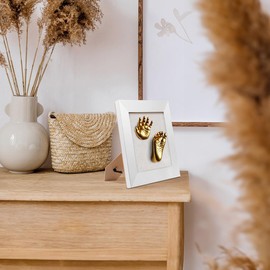 Your Design Wooden Picture Frames: Set of 2 3D Impression Set Baby Hand & Footprint with Wooden Frame, 24 x 24 cm (Pet Footprint Set, 3D Handprint Shapes)