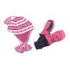 SnowStoppers Mittens and Sherpa Knit Hat Sets (Fuchsia/White, Small)