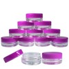 (Quantity: 25 Pieces) Beauticom 3G/3ML Round Clear Jars with PURPLE