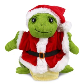 DolliBu Santa Sea Turtle Stuffed Animal Plush Hand Puppet - Super Soft Ocean Life Animal Dress Up with Santa Claus Outfit, Perfect Holiday with Name Personalization - 10 Inch