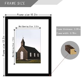 Picrit 9x12 Picture Frame Set of 4, Made of High Definition Real Glass, Display 6x8 with Mat or 9x12 Without Mat, Photo Frames for Wall Mounting or Table Top Display, Black