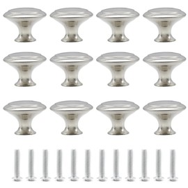 Ruidee 12 PCS Round Drawer Cupboard Handle 30mm Mushroom Shape Pull Handle Pull Handle Knobs with Screws for Doo,Cupboard,Wardrobe(Silver/30MM)