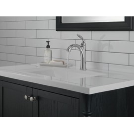 Delta Faucet Woodhurst Single Hole Bathroom Faucet Chrome, Single Handle Bathroom Faucet, Bathroom Sink Faucet, Diamond Seal Technology, Drain Assembly, Chrome 532-MPU-DST