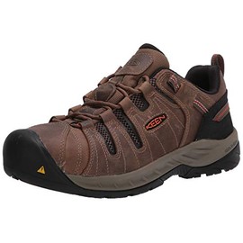 KEEN Utility Men’s Flint 2 Low Height Steel Toe Non Slip Industrial Work Shoes, Shitake Brown/Rust, 13 D (Medium) US