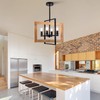 17.7 Inch Farmhouse Wood Chandelier for Dining Room, 4-Light Rustic