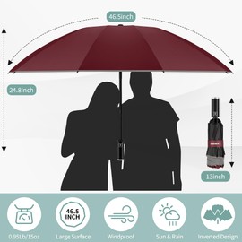 Seniny Inverted Travel Umbrella, Automatic Umbrellas for Rain, Windproof Compact Umbrella with Reflective Stripe, Folding UV Umbrella Sun Umbrella, Portable Large Umbrella for Backpack, Lightweight