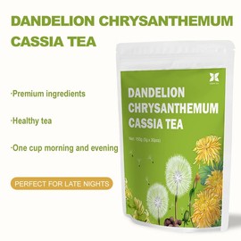 Dandelion Chrysanthemum Cassia Seed Herbal Tea Bag, with Burdock Root, Honesuckle, Goji Berries Liver Cleanse and Detox Tea 30 Count