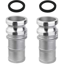 2PCS Aluminum Global Type E Cam and Groove Hose Fitting, 0.75" Plug x 0.75" Hose ID Barbed, with 2PCS Camlock Gasket Fitting (0.75“)